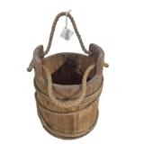 Wooden Bucket With Rope Handle 11 in. Across & 13