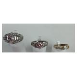 (3) sterling rings with stones, sizes 6.75 (2) &