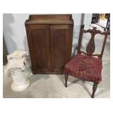 Wood cabinet, chair, 2 table bases