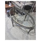 Oval Metal Base with Glass Top Coffee Table 50In.