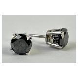 Pair 10k white gold & black diamond earrings. No