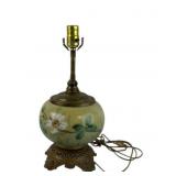 Hand-Painted Glass Lamp With Brass Accents