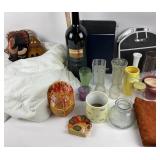 Glass Vases, Holiday Decor, Linens, Giant Wine Bot