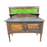 Antique English Dry Sink, Majolica tile Backsplash