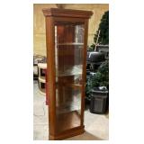 Lighted oak corner display hutch, 4 shelves