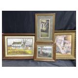 Framed art prints, country homes, sheep
