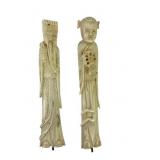 (2) antique Chinese carved figures, no bases.