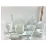 Milk Glass Bowls, Vases, Candy Dish