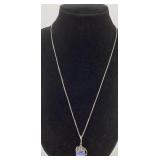 Sterling & rainbow moonstone pendant necklace.