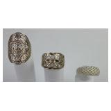 (3) sterling rings sizes 6.25, 7.5 & 8. Total