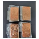 Copper Bullion Bars, Liberty Design