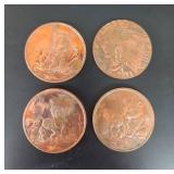 Copper Bullion Rounds With Indian head and Pandas