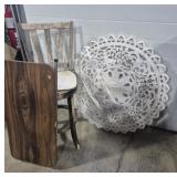 Wood Medallion Wall Art, Wood Chair & Folding