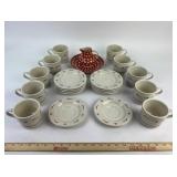 Longaberger Pottery Coffee Cups, Saucers, Boleslaw