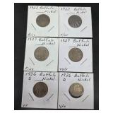 (2) 1923, (2) 1927, (2) 1936 Buffalo Nickels