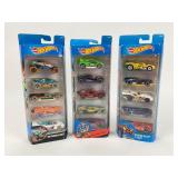 3 NOS Hot Wheels 5 Packs: Race, Dragon Blast, &