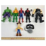 Superhero Action Figures Hulk, Spider-Man, Woody