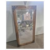 Wood Framed Mirror With Wrought Iron Corner