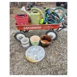 Greyhound Metal Red Wagon, Ceramic Plant Pots,