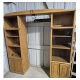 Wood TV Entertainment Center Lighted Wall Unit