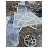 Patio Table With 4 Chairs & Cushions, Cement