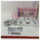 Christmas Porcelain Tea Set with Utensils