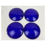 Cobalt Blue Glass Ribbed Light Covers