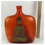 Amberina Glass Bottle With Buddha Design