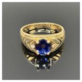 10k Gold Ring with Blue Stone, 10.58g TW