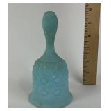 Fenton Blue Satin Glass Bell With Daisy And Button