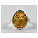 PAZ .925 Poland Baltic Amber sterling silver ring,