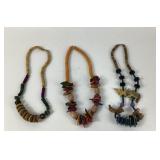 Wood Beaded Necklaces With Animal Carvings