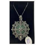 A .925 Thailand Green stone Pendant and 24 inch