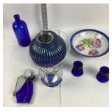 Cobalt Blue Glassware, Limoges Bowl, Stained Glass
