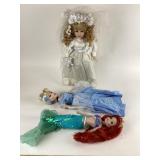Porcelain Dolls; Ariel, Cinderella, Bride