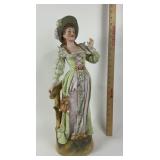 BisquePorcelain Figurine Of Woman In Green Dress