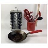 Lodge Frying Pan, Spice Rack, Kitchen Utensils