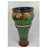Roseville Pottery Jardiniere No. 421, Green Floral