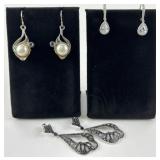 HG .925 Israel marked drop sterling silver pearl