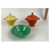 Fiesta Ware Sugar Bowls and Bowl