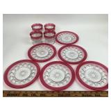 Kingï¿½s Crown Cranberry Salad Plates & Thumbprint G