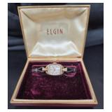 Elgin Ladies Wrist Watch 10K R.P.G Bezel With Box