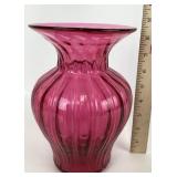Cranberry Color Glass Vase by Rossi