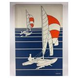 MCM Marushka Silkscreen "Boats on Striped Water"