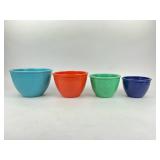 Set of 4 Fiesta Ware splash proof mixing bowls.