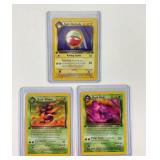 3 Pokemon First Edition Trading Cards