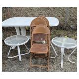 Metal Folding Chairs (4) And 2 Outdoor Side