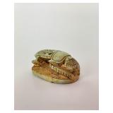 Egyptian carved faience pottery scarab. 1 inch