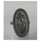 Sterling Silver Oval Ring With Rope Detail