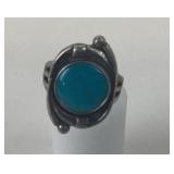 Sterling Silver Ring With Turquoise Stone, 5.70 g